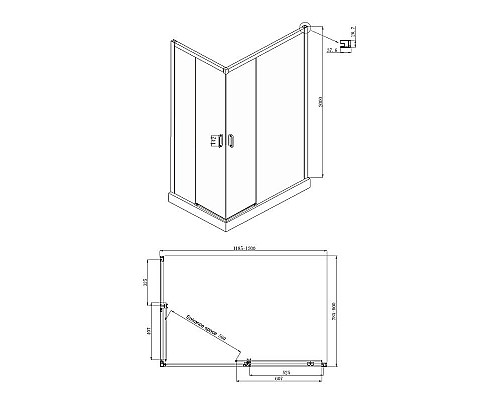 Приобрести Душевой уголок Ambassador Queen 120х80 11011205RBlack профиль Черный стекло прозрачное в магазине сантехники Santeh-Crystal.ru