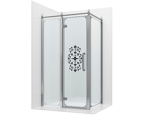 Купить Душевой уголок Ambassador Royal 120x80 18015110-L профиль Хром стекло прозрачное с рисунком в магазине сантехники Santeh-Crystal.ru