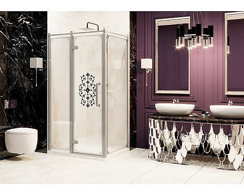 Купить Душевой уголок Ambassador Royal 120x80 18015110-L профиль Хром стекло прозрачное с рисунком в магазине сантехники Santeh-Crystal.ru