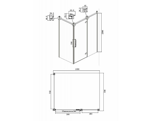 Купить Душевой уголок Ambassador Royal 120x80 18015110-L профиль Хром стекло прозрачное с рисунком в магазине сантехники Santeh-Crystal.ru