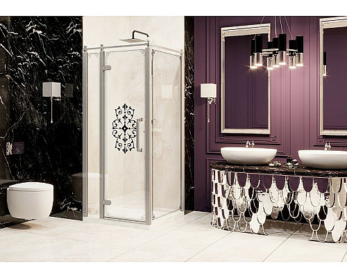 Приобрести Душевой уголок Ambassador Royal 90x90 18015108-L профиль Хром стекло прозрачное с рисунком в магазине сантехники Santeh-Crystal.ru