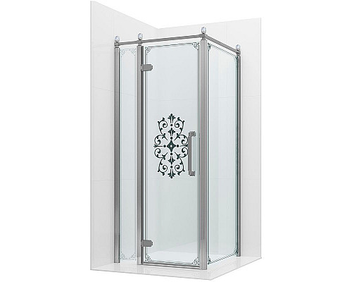 Купить Душевой уголок Ambassador Royal 100x100 18015107-L профиль Хром стекло прозрачное с рисунком в магазине сантехники Santeh-Crystal.ru