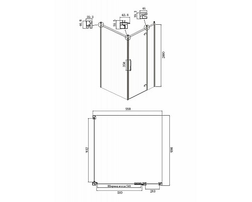 Купить Душевой уголок Ambassador Royal 100x100 18015107-L профиль Хром стекло прозрачное с рисунком в магазине сантехники Santeh-Crystal.ru