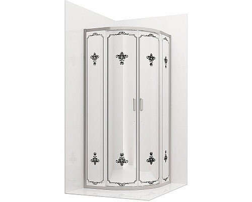 Заказать Душевой уголок Ambassador Royal 100x100 18015105 профиль Хром стекло белое с рисунком в магазине сантехники Santeh-Crystal.ru
