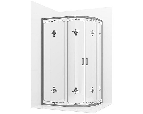 Заказать Душевой уголок Ambassador Royal 120x90 18015102 профиль Хром стекло белое с рисунком в магазине сантехники Santeh-Crystal.ru