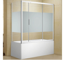 Шторка на ванну Aquanet Practic 160х70 254248 профиль Хром стекло прозрачное с шелкографией