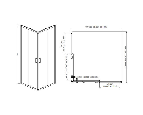 Заказать Душевой уголок Aquatek 90х90 AQ ARI KV 09020BL профиль Черный стекло прозрачное в магазине сантехники Santeh-Crystal.ru