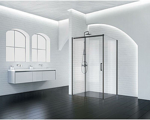 Santeh-Crystal.ru: Душевой уголок BelBagno Acqua 150х90 ACQUA-AH-1-150/90-C-NERO профиль Черный стекло прозрачное Купить Душевой уголок BelBagno Acqua 150х90 ACQUA-AH-1-150/90-C-NERO профиль Черный стекло прозрачное в магазине сантехники Santeh-Crystal.ru