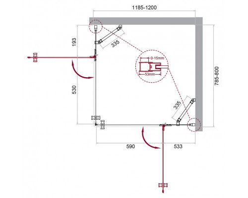 Заказать Душевой уголок BelBagno Kraft 120х80 KRAFT-AH-22-120/80-C-Cr-R профиль Хром стекло прозрачное в магазине сантехники Santeh-Crystal.ru