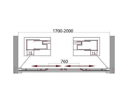 Купить Душевая дверь BelBagno Unique 200 UNIQUE-BF-2-170/200-P-Cr профиль Хром стекло рифленое в магазине сантехники Santeh-Crystal.ru