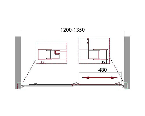 Купить Душевая дверь BelBagno Unique 135 UNIQUE-BF-1-120/135-C-Cr профиль Хром стекло прозрачное в магазине сантехники Santeh-Crystal.ru
