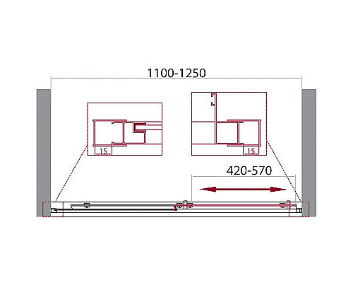 Приобрести Душевая дверь BelBagno Unique 125 UNIQUE-BF-1-110/125-P-Cr профиль Хром стекло рифленое в магазине сантехники Santeh-Crystal.ru
