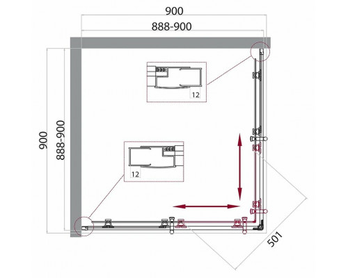 Душевой уголок BelBagno UNO-195-A-2-90-C-Cr 90x90 профиль Хром стекло прозрачное