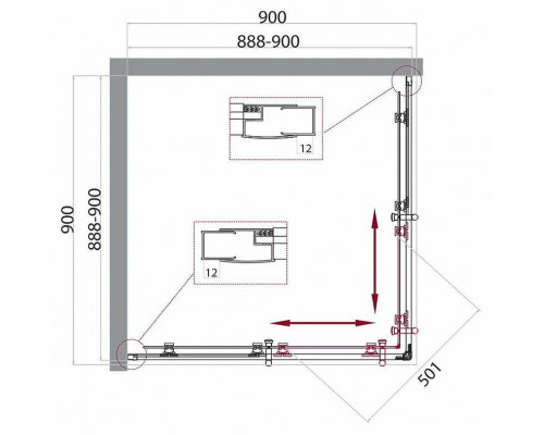 Купить Душевой уголок BelBagno Uno 90х90 UNO-195-A-2-90-P-Cr профиль Хром стекло рифленое в магазине сантехники Santeh-Crystal.ru