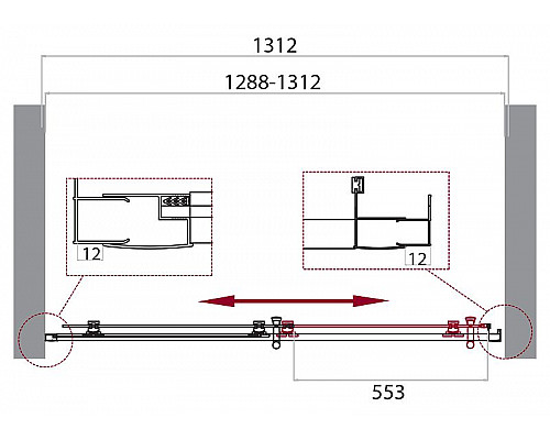 Купить Душевая дверь BelBagno Uno 130 UNO-195-BF-1-130-P-Cr профиль Хром стекло рифленое в магазине сантехники Santeh-Crystal.ru