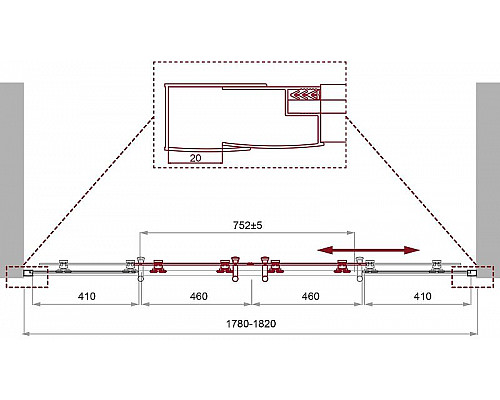 Заказать Душевая дверь BelBagno Uno 180 UNO-195-BF-2-180-P-Cr профиль Хром стекло рифленое в магазине сантехники Santeh-Crystal.ru