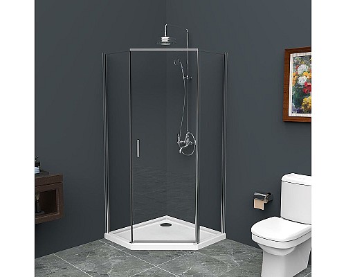 Заказать Душевой уголок BelBagno Uno 80х80 UNO-195-P-1-80-C-Cr профиль Хром стекло прозрачное в магазине сантехники Santeh-Crystal.ru