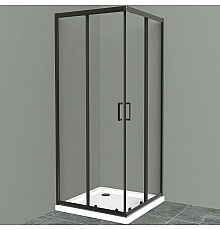 Душевой уголок BelBagno Uno 100х100 UNO-195-A-2-100-C-NERO профиль Черный матовый стекло прозрачное