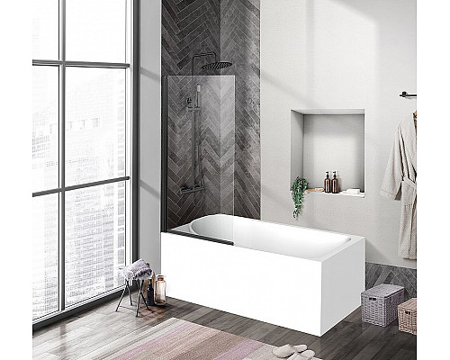 Santeh-Crystal.ru: Шторка на ванну BelBagno Uno 90 UNO-V-1-90/150-C-NERO профиль Черный матовый стекло прозрачное Купить Шторка на ванну BelBagno Uno 90 UNO-V-1-90/150-C-NERO профиль Черный матовый стекло прозрачное в магазине сантехники Santeh-Crystal.ru