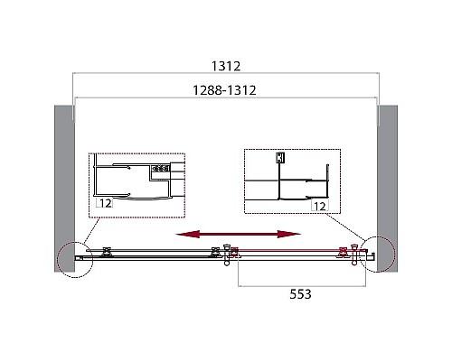 Заказать Душевая дверь BelBagno Uno 130 UNO-195-BF-1-130-CH-CR профиль Хром стекло шиншилла в магазине сантехники Santeh-Crystal.ru