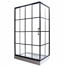 Душевой уголок Cerutti SPA Muza 120x80 профиль Черный стекло прозрачное с рисунком