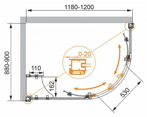 Заказать Душевой уголок Cezares Anima 120x90 ANIMA-W-RH-2-120/90-C-Cr-L профиль Хром стекло прозрачное в магазине сантехники Santeh-Crystal.ru
