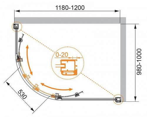 Приобрести Душевой уголок Cezares Anima 120x100 R ANIMA-W-RH-2-120/100-C-Cr-R профиль Хром стекло прозрачное в магазине сантехники Santeh-Crystal.ru