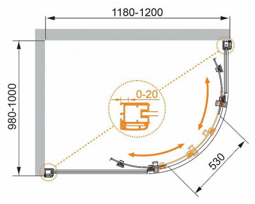 Купить Душевой уголок Cezares Anima 120x100 L ANIMA-W-RH-2-120/100-C-Cr-L профиль Хром стекло прозрачное в магазине сантехники Santeh-Crystal.ru