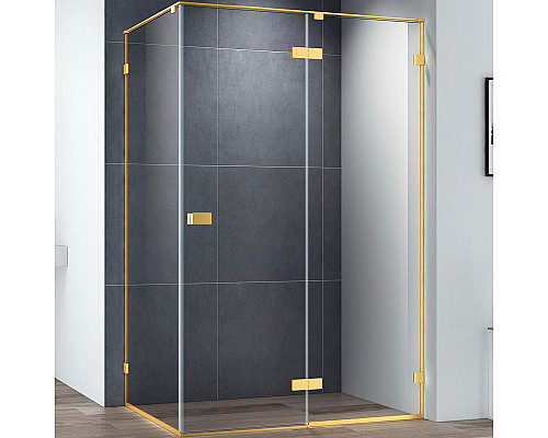 Заказать Душевой уголок Cezares Bellagio 120x80 BELLAGIO-AH-1-120/80-C-BORO профиль Золото брашированное стекло прозрачное в магазине сантехники Santeh-Crystal.ru