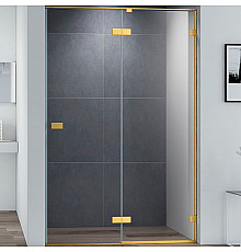 Душевая дверь Cezares Bellagio 140 BELLAGIO-B-12-140-C-BORO профиль Золото брашированное стекло прозрачное
