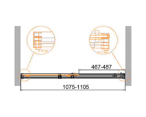 Приобрести Душевая дверь Cezares Duet Soft-M 110 DUET SOFT-M-BF-1-110-C-Cr профиль Хром стекло прозрачное в магазине сантехники Santeh-Crystal.ru