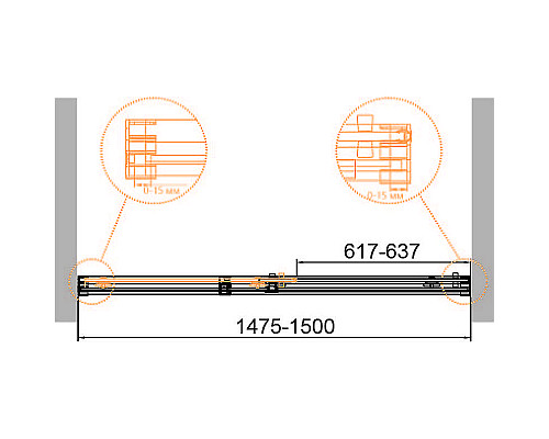 Купить Душевая дверь Cezares Duet Soft-М 150 DUET SOFT-M-BF-1-150-C-Cr профиль Хром стекло прозрачное в магазине сантехники Santeh-Crystal.ru