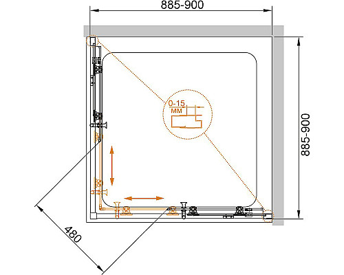 Душевой уголок Cezares Eco 90x90 ECO-O-A-2 профиль Черный стекло прозрачное