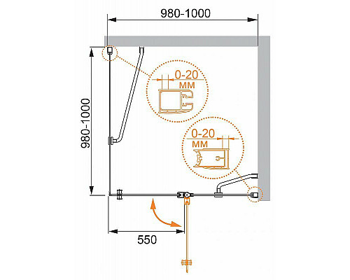 Купить Душевой уголок Cezares Elena 100x100 R ELENA-W-A-12-100-P-Cr-R профиль Хром стекло рифленое в магазине сантехники Santeh-Crystal.ru