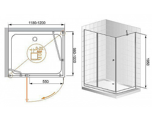 Santeh-Crystal.ru: Душевой уголок Cezares Elena 120x100 L ELENA-W-AH-1-120/100-P-Cr-L профиль Хром стекло рифленое Приобрести Душевой уголок Cezares Elena 120x100 L ELENA-W-AH-1-120/100-P-Cr-L профиль Хром стекло рифленое в магазине сантехники Santeh-Crystal.ru
