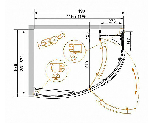 Купить Душевой уголок Cezares Elena 120x90 R ELENA-W-RH-1-120/90-C-Cr-R профиль Хром стекло прозрачное в магазине сантехники Santeh-Crystal.ru