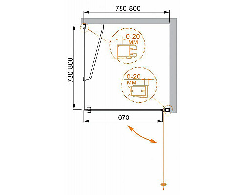 Купить Душевой уголок Cezares Elena 80x80 R ELENA-W-A-1-80-P-Cr-R профиль Хром стекло рифленое в магазине сантехники Santeh-Crystal.ru