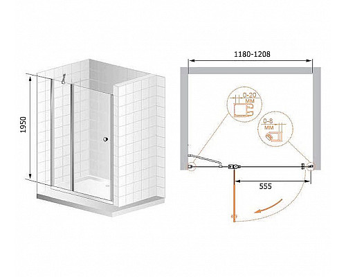 Santeh-Crystal.ru: Душевая дверь Cezares Elena 120 L ELENA-W-B-12-120-P-Cr-L профиль Хром стекло рифленое Приобрести Душевая дверь Cezares Elena 120 L ELENA-W-B-12-120-P-Cr-L профиль Хром стекло рифленое в магазине сантехники Santeh-Crystal.ru