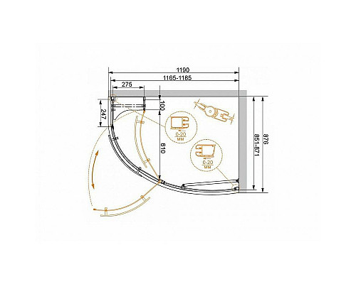 Купить Душевой уголок Cezares Elena 120x90 L ELENA-W-RH-1-120/90-C-Cr-L профиль Хром стекло прозрачное в магазине сантехники Santeh-Crystal.ru