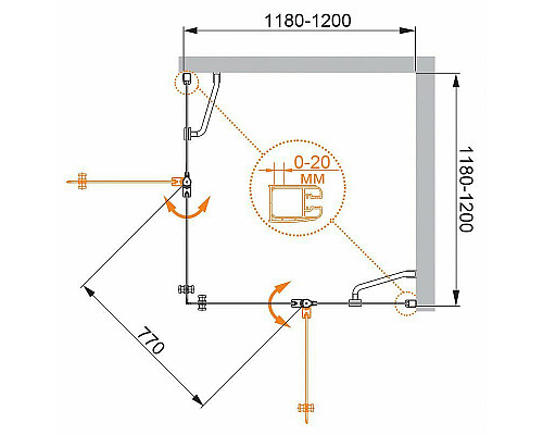 Приобрести Душевой уголок Cezares Elena 120x120 ELENA-W-A-22-120-C-Cr профиль Хром стекло прозрачное в магазине сантехники Santeh-Crystal.ru