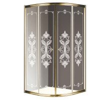Душевой уголок Cezares Giubileo R2 90x90 GIUBILEO-R-2-90-SCORREVOLE-CP-G профиль Золото стекло прозрачное с матовым рисунком