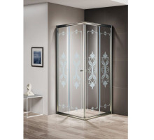 Душевой уголок Cezares Giubileo A-2 100х100 GIUBILEO-A-2-100-SCORREVOLE-CP-Br стекло прозрачное с матовым принтом профиль Бронза