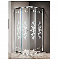 Душевой уголок Cezares Giubileo A-2 90х90 GIUBILEO-A-2-90-SCORREVOLE-CP-Cr стекло прозрачное с матовым принтом профиль Хром