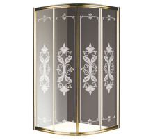 Душевой уголок Cezares Giubileo R2 80x80 GIUBILEO-R-2-80-SCORREVOLE-CP-G прозрачное стекло с матовым принтом профиль Золото