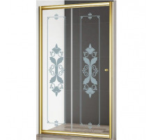 Душевая дверь Cezares Giubileo BF 120 профиль Золото стекло прозрачное с матовым принтом