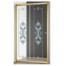 Душевая дверь Cezares Giubileo BF 120 профиль Золото стекло прозрачное с матовым принтом