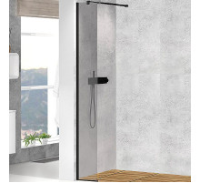 Душевая перегородка Cezares Liberta 25 LIBERTA-L-1-25-GR-NERO профиль Черный матовый стекло серое