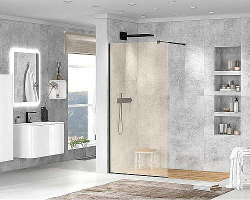 Santeh-Crystal.ru: Душевая перегородка Cezares Liberta 80 LIBERTA-L-1-80-120-BR-NERO профиль Черный матовый стекло бронзовое Приобрести Душевая перегородка Cezares Liberta 80 LIBERTA-L-1-80-120-BR-NERO профиль Черный матовый стекло бронзовое в магазине сантехники Santeh-Crystal.ru