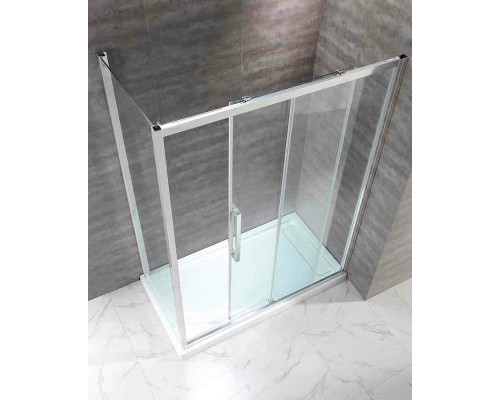 Приобрести Душевой уголок Cezares Lux Soft 120x100 LUX-SOFT-W-AH-1-120/100-C-Cr-IV профиль Хром стекло прозрачное в магазине сантехники Santeh-Crystal.ru