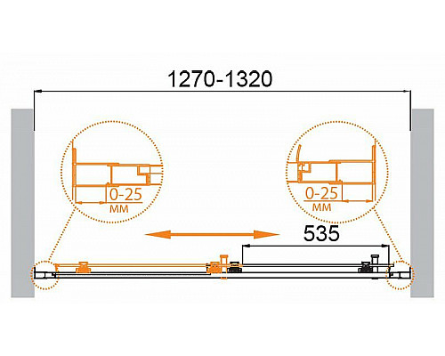 Купить Душевая дверь Cezares Molveno 130 MOLVENO-BF-1-130-P-Cr профиль Хром стекло рифленое в магазине сантехники Santeh-Crystal.ru
